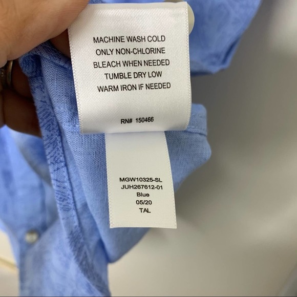 EVEN TIDE Blue Kai Short Sleeve Linen Button Up Shirt Men’s Large NEW - Picture 7 of 9